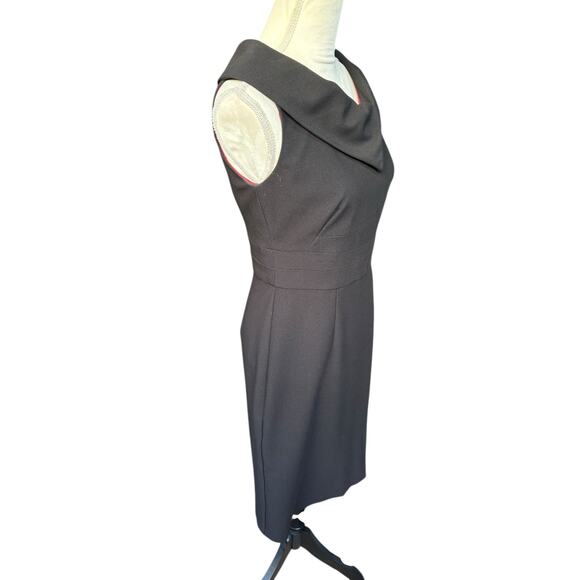 White House Black Market Black Jackie O Cowl-like Neckline Midi Dress - 4 - Picture 4 of 7